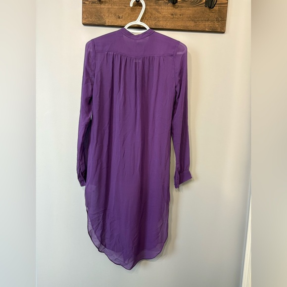 Aritzia Babaton Silk George Purple Sheer Button-Up dress size XS - Picture 5 of 8